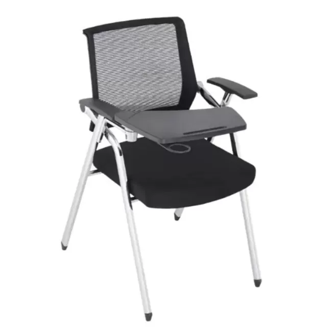 Scaun conferință pliabil, cu măsuță rabatabilă, alu-sync și cotiere ajustabile