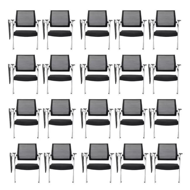 Scaun conferință pliabil, cu măsuță rabatabilă, alu-sync și cotiere ajustabile