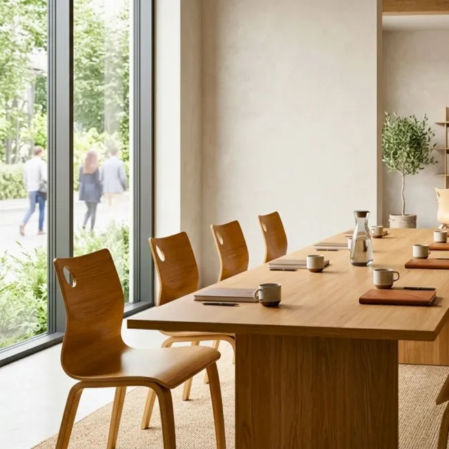 Scaun din lemn 950 – design premium scandinav, spătar curbat ergonomic și stil eco-friendly