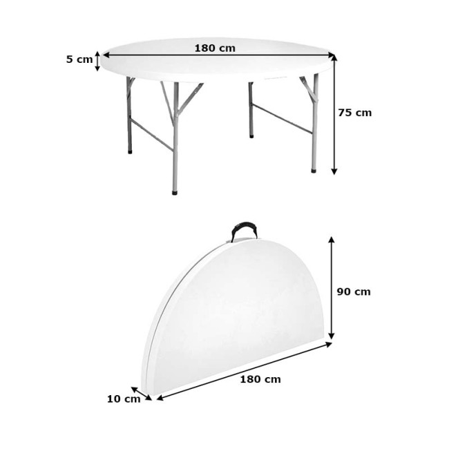 Masă rotundă pliabilă pentru restaurant și diverse evenimente 180 cm