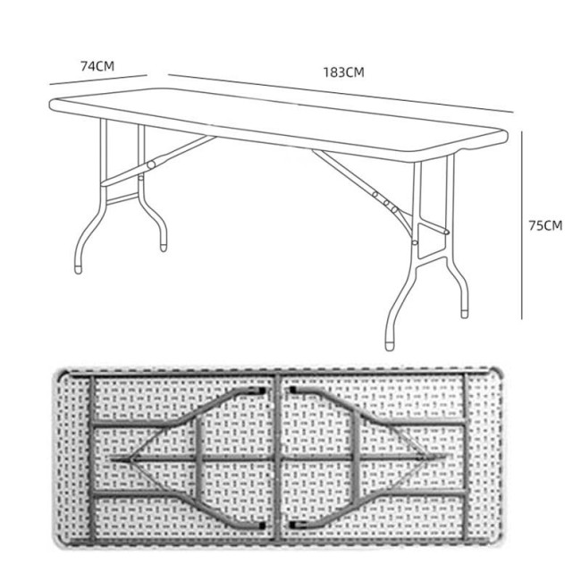 Masă dreptunghiulară pliabilă-183cm