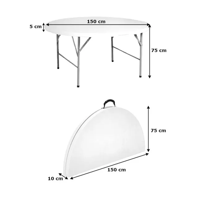 Masă rotundă pliabilă pentru restaurant și diverse evenimente 150 cm