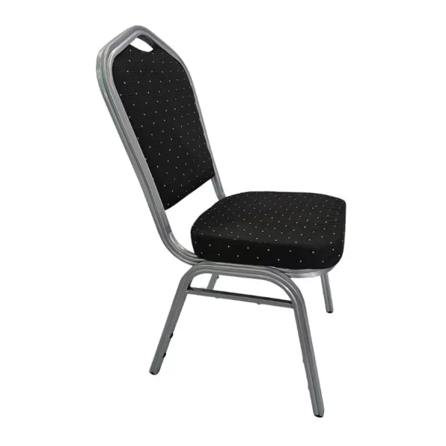 Scaune Horeca cadru argintiu cu șezut și spătar negru