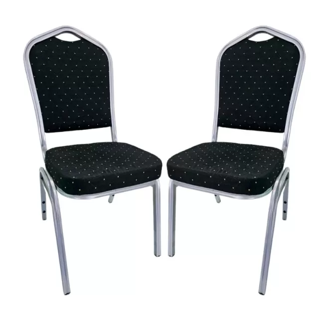 Scaune Horeca cadru argintiu cu șezut și spătar negru