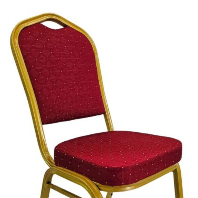 Scaune HoReCa cadru auriu cu șezut și spătar roșu