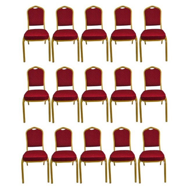 Scaune HoReCa cadru auriu cu șezut și spătar roșu Scaune HoReCa cadru auriu cu șezut și spătar roșu