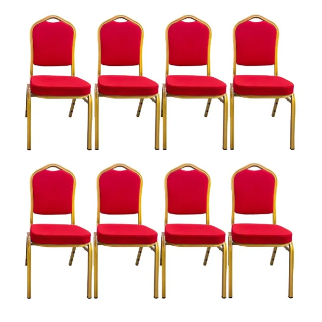 Scaune conferință evenimente cadru auriu stofă rezistenta culoarea roșu