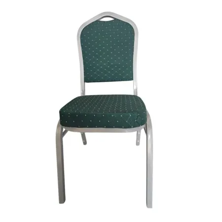 Scaun de evenimente, conferință cadru argintiu-silver stofă pe culoarea verde cu picouri