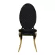 Scaun lux tapițat pe catifea neagră, cadru inox auriu