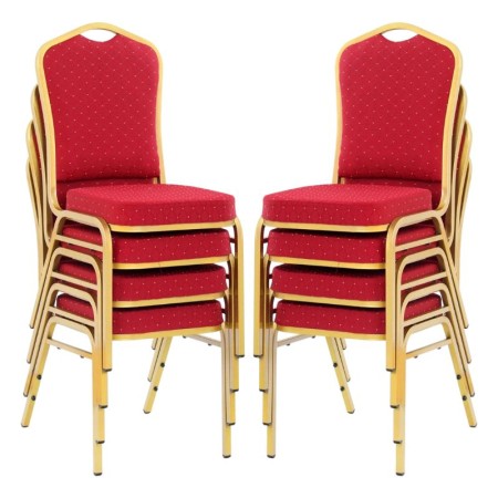 Scaune Horeca cadru auriu pe culoarea roșu Scaune Horeca cadru auriu pe culoarea roșu