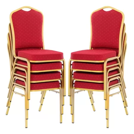 Scaune Horeca cadru auriu pe culoarea roșu