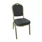 Scaun de evenimente stofa neagra-cadru auriu