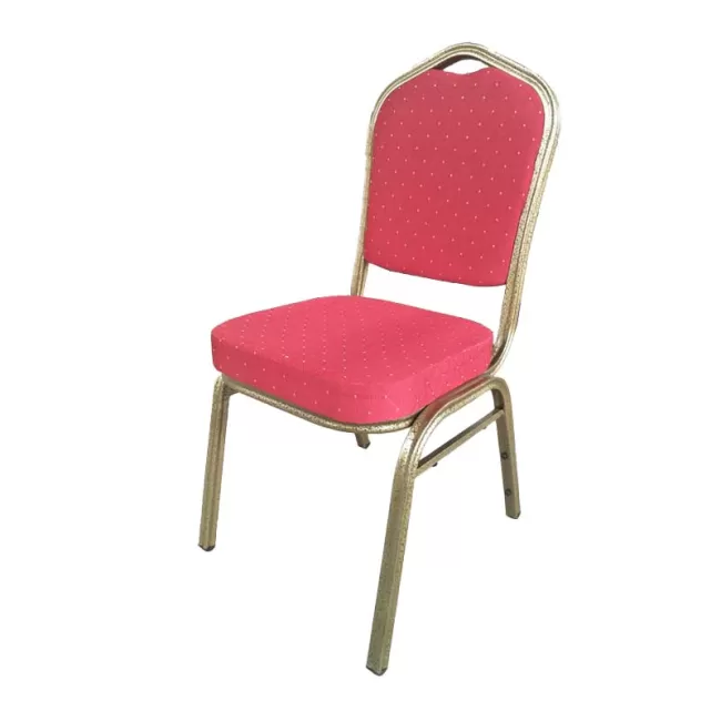 Scaun de evenimente cu spătar coroana din stofa rosie cadru auriu