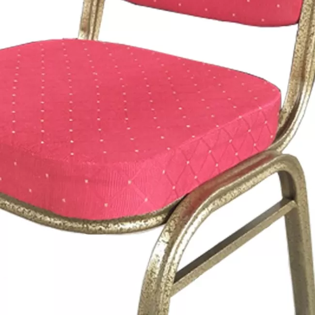 Scaun de evenimente cu spătar coroana din stofa rosie cadru auriu