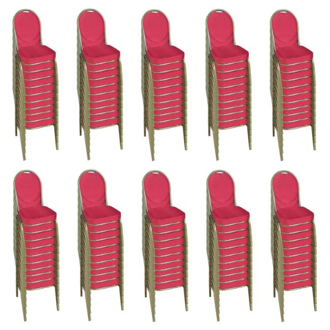 Set scaune de evenimente stivuibile 100 bucati-rosu spatar oval