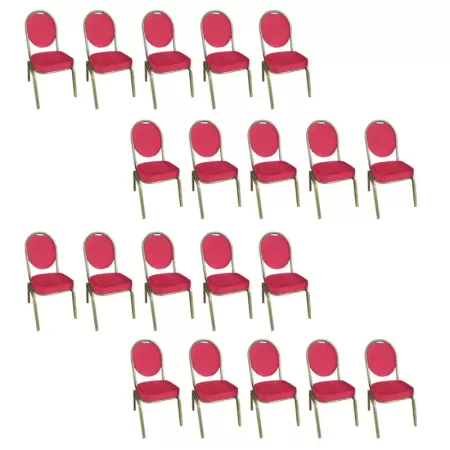 Set scaune de evenimente stivuibile 20 bucăți roșu spătar oval