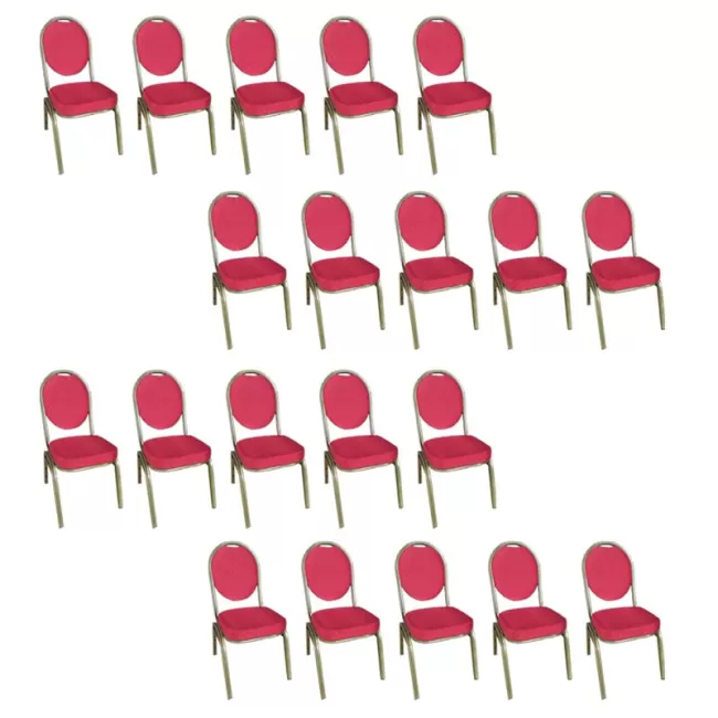 Set scaune de evenimente stivuibile 20 bucăți roșu spătar oval