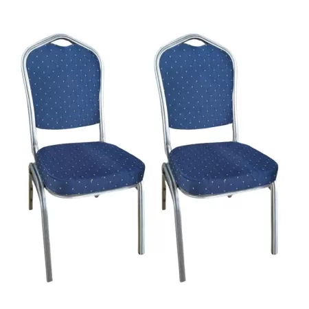 Scaun de evenimente stofă albastră, cadru gri