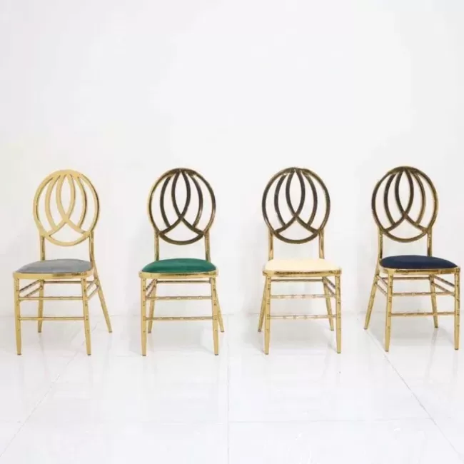 Scaun lux tapițat, diverse culori, cadru crom auriu