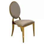 Scaun lux tapițat catifea cappuccino, oțel inoxidabil, cadru auriu