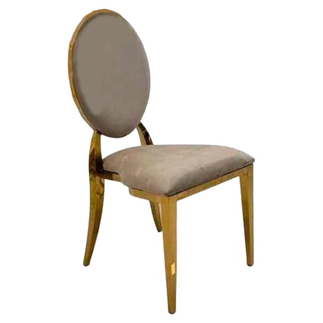 Scaun lux tapițat catifea cappuccino, oțel inoxidabil, cadru auriu