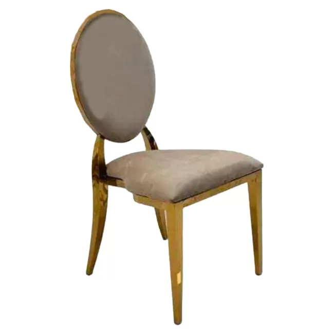 Scaun lux tapițat catifea cappuccino, oțel inoxidabil, cadru auriu