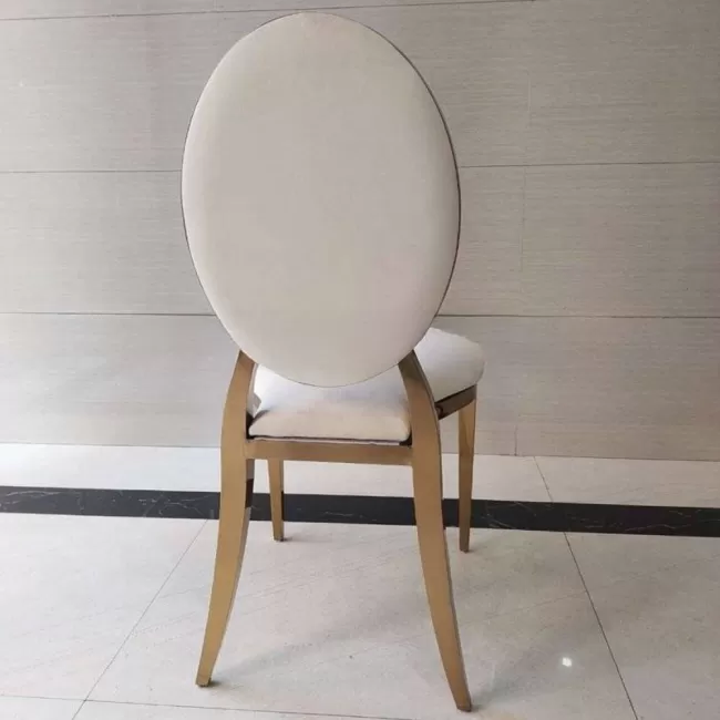 Scaun lux tapițat catifea crem, oțel inoxidabil, cadru auriu