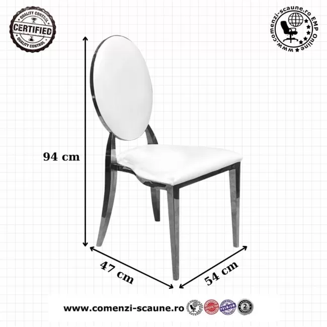 Scaun lux tapițat catifea neagră, oțel inoxidabil, cadru auriu