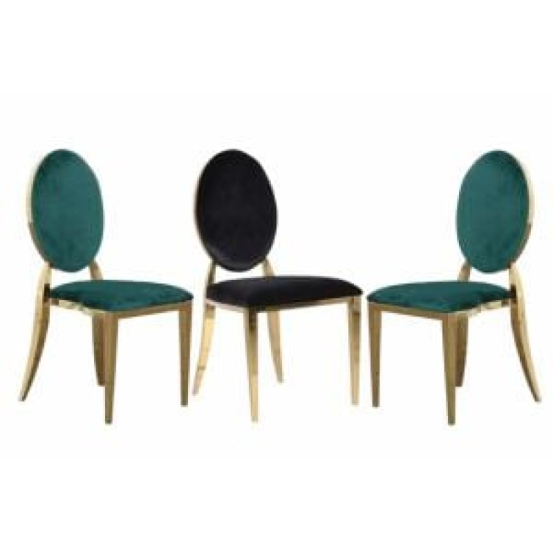 Scaune lux tapițate, catifea pe cadru auriu din oțel inoxidabil