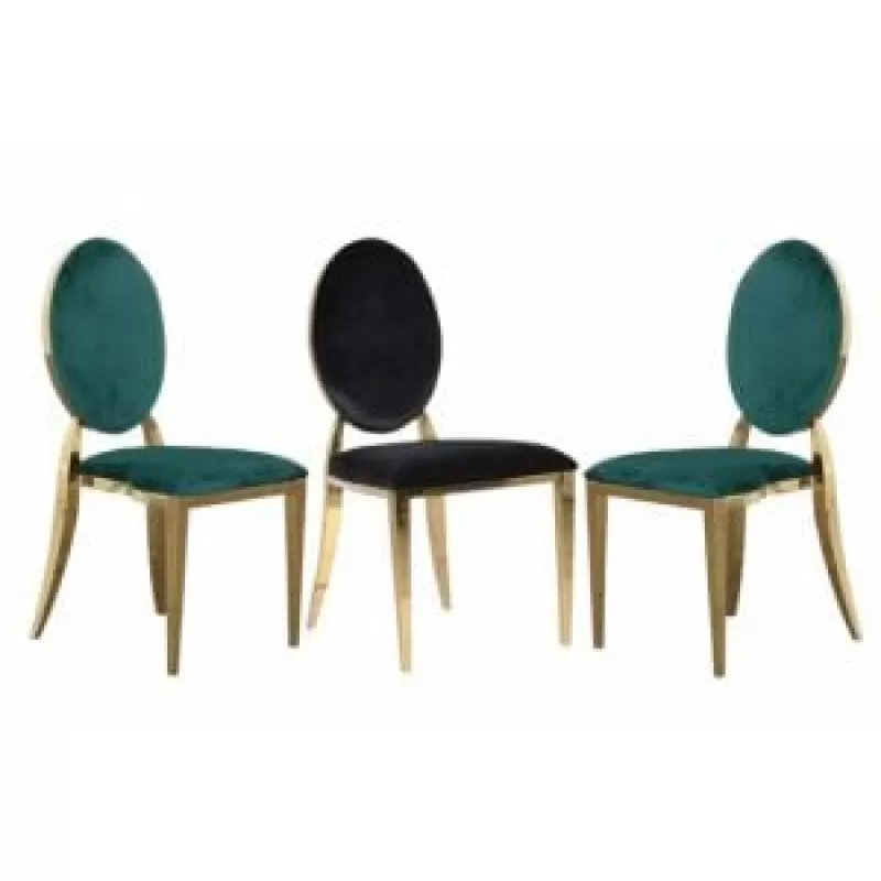 Scaune lux tapițate, catifea pe cadru auriu din oțel inoxidabil