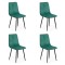 Set 4 scaune de bucătărie din catifea BUC 208 Verde