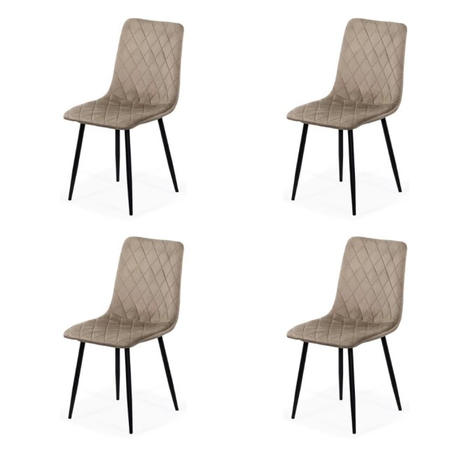 Set 4 scaune de bucătărie din catifea BUC 209 Bej