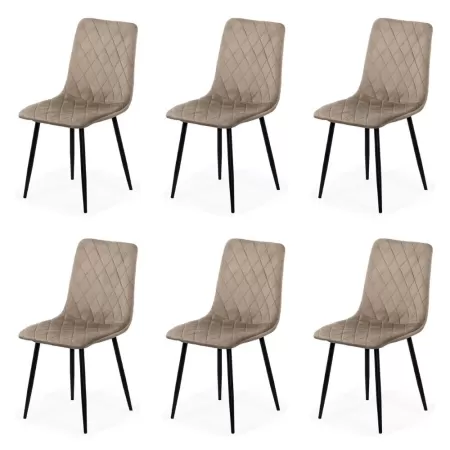 Set 6 scaune de bucătărie din catifea BUC 209 Bej