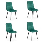 Set 4 scaune de bucătărie din catifea BUC 209 Verde