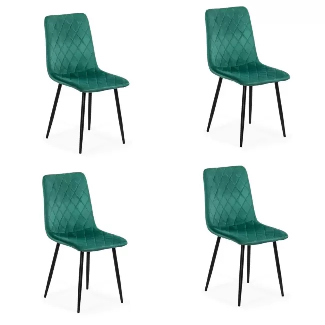 Set 4 scaune de bucătărie din catifea BUC 209 Verde