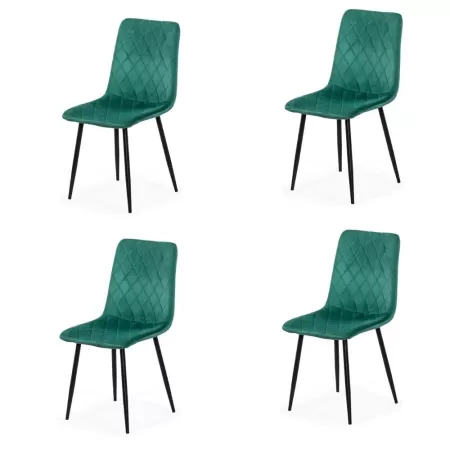 Set 4 scaune de bucătărie din catifea BUC 209 Verde