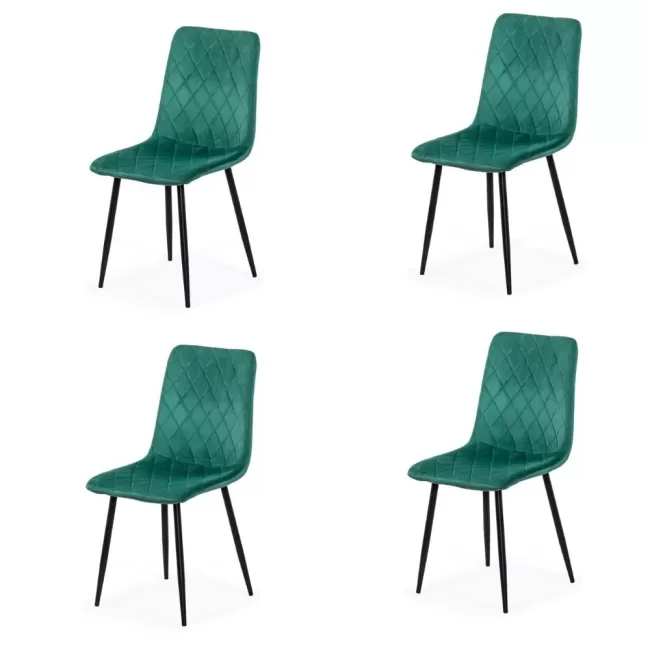 Set 4 scaune de bucătărie din catifea BUC 209 Verde