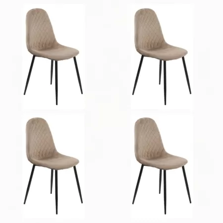 Set 4 scaune de bucătărie din catifea BUC 237X Bej