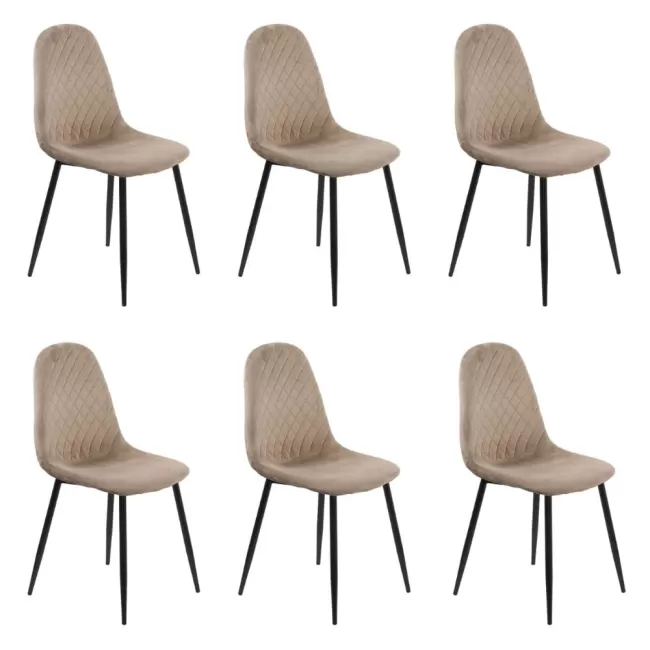 Set 6 scaune de bucătărie din catifea BUC 237X Bej