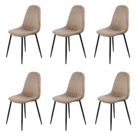 Set 6 scaune de bucătărie din catifea BUC 237X Bej Set 6 scaune de bucătărie din catifea BUC 237X Bej