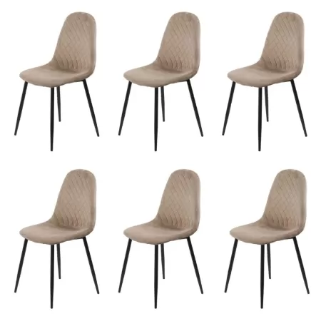 Set 6 scaune de bucătărie din catifea BUC 237X Bej