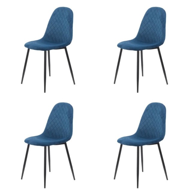 Set 4 scaune de bucătărie din catifea BUC 237X Bleumarin
