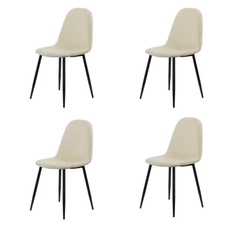 Set 4 scaune de bucătărie din catifea BUC 237X Crem