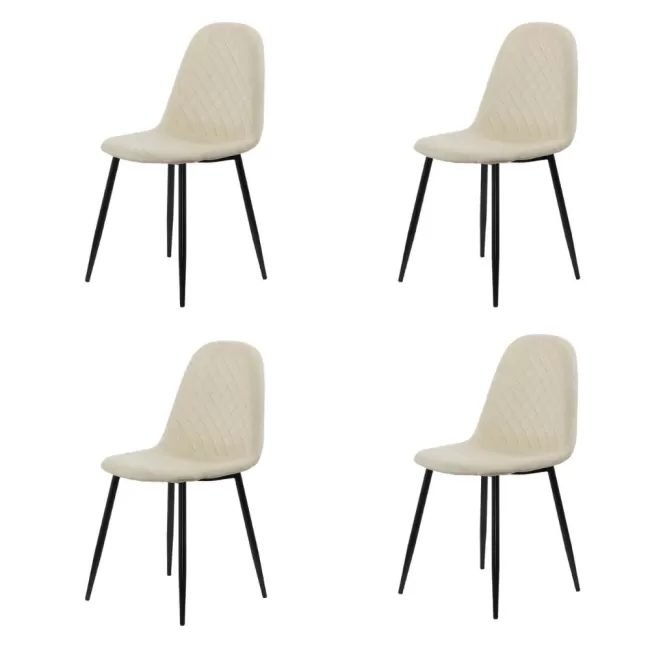 Set 4 scaune de bucătărie din catifea BUC 237X Crem