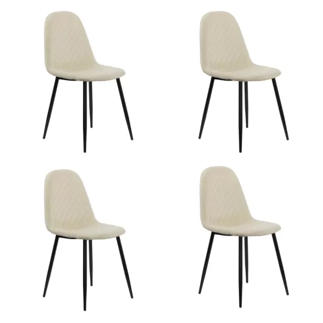 Set 4 scaune de bucătărie din catifea BUC 237X Crem