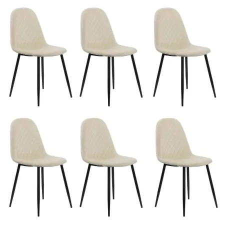 Set 6 scaune de bucătărie din catifea BUC 237X Crem