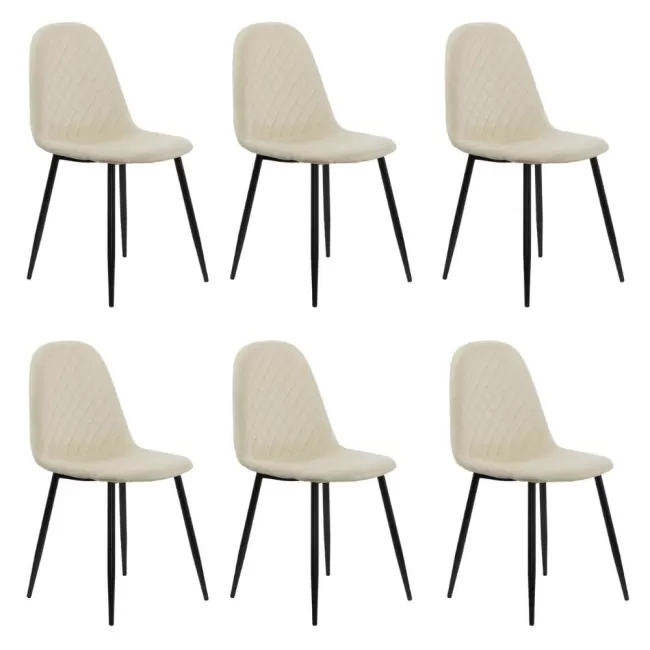 Set 6 scaune de bucătărie din catifea BUC 237X Crem