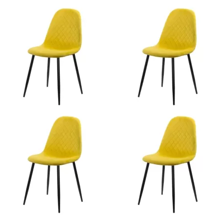 Set 4 scaune de bucătărie din catifea BUC 237X Galben