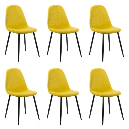 Set 6 scaune de bucătărie din catifea BUC 237X Galben Set 6 scaune de bucătărie din catifea BUC 237X Galben