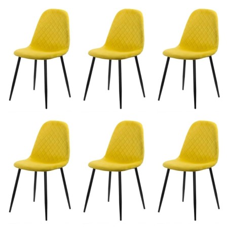 Set 6 scaune de bucătărie din catifea BUC 237X Galben Set 6 scaune de bucătărie din catifea BUC 237X Galben